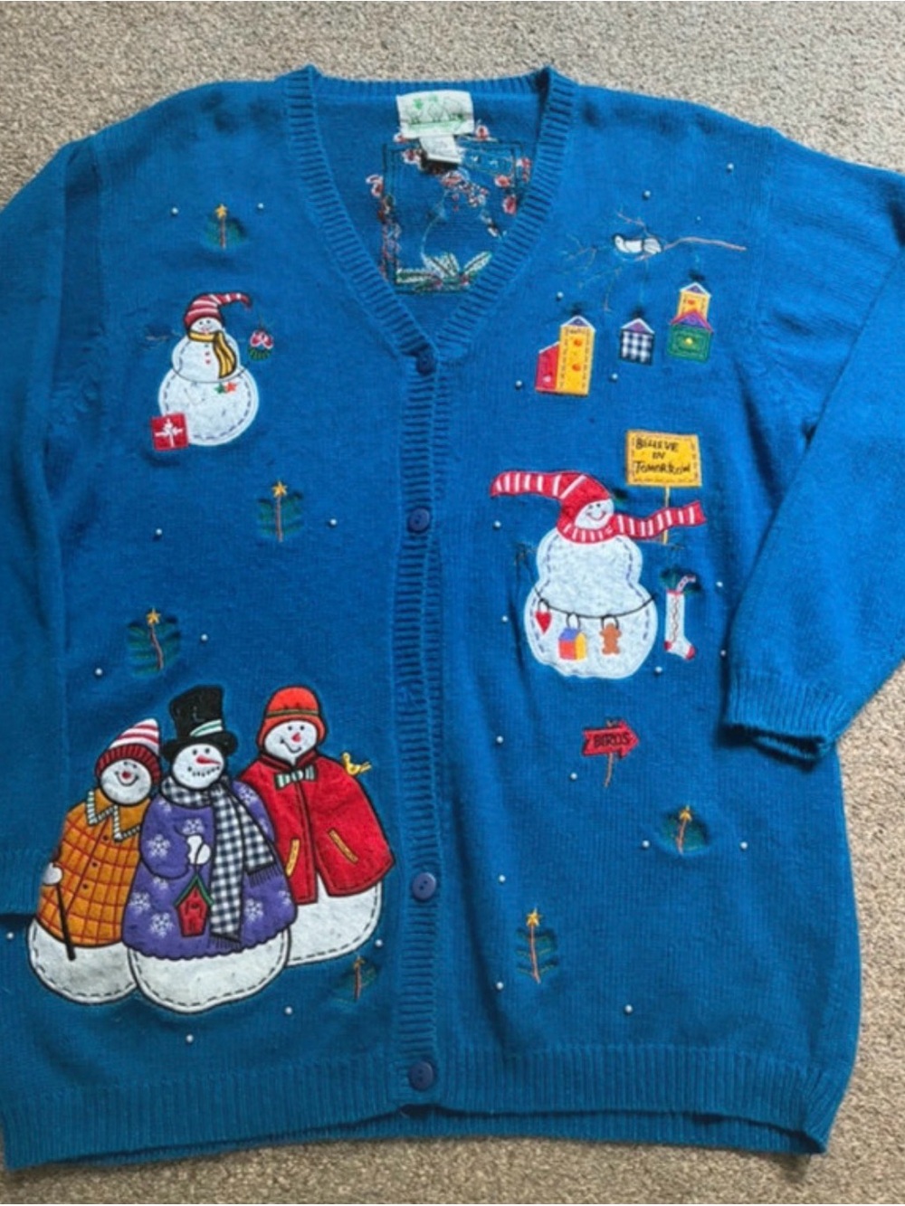 Vintage Grannycore Snowman Sweater (M)